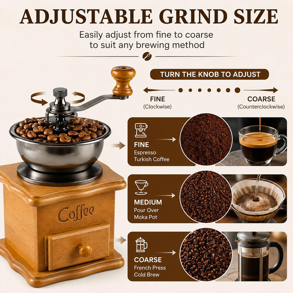 Vintage Wooden Manual Coffee Grinder