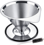 LHS Pour Over Coffee Dripper Stainless Steel Coffee Filter