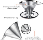 LHS Pour Over Coffee Dripper Stainless Steel Coffee Filter