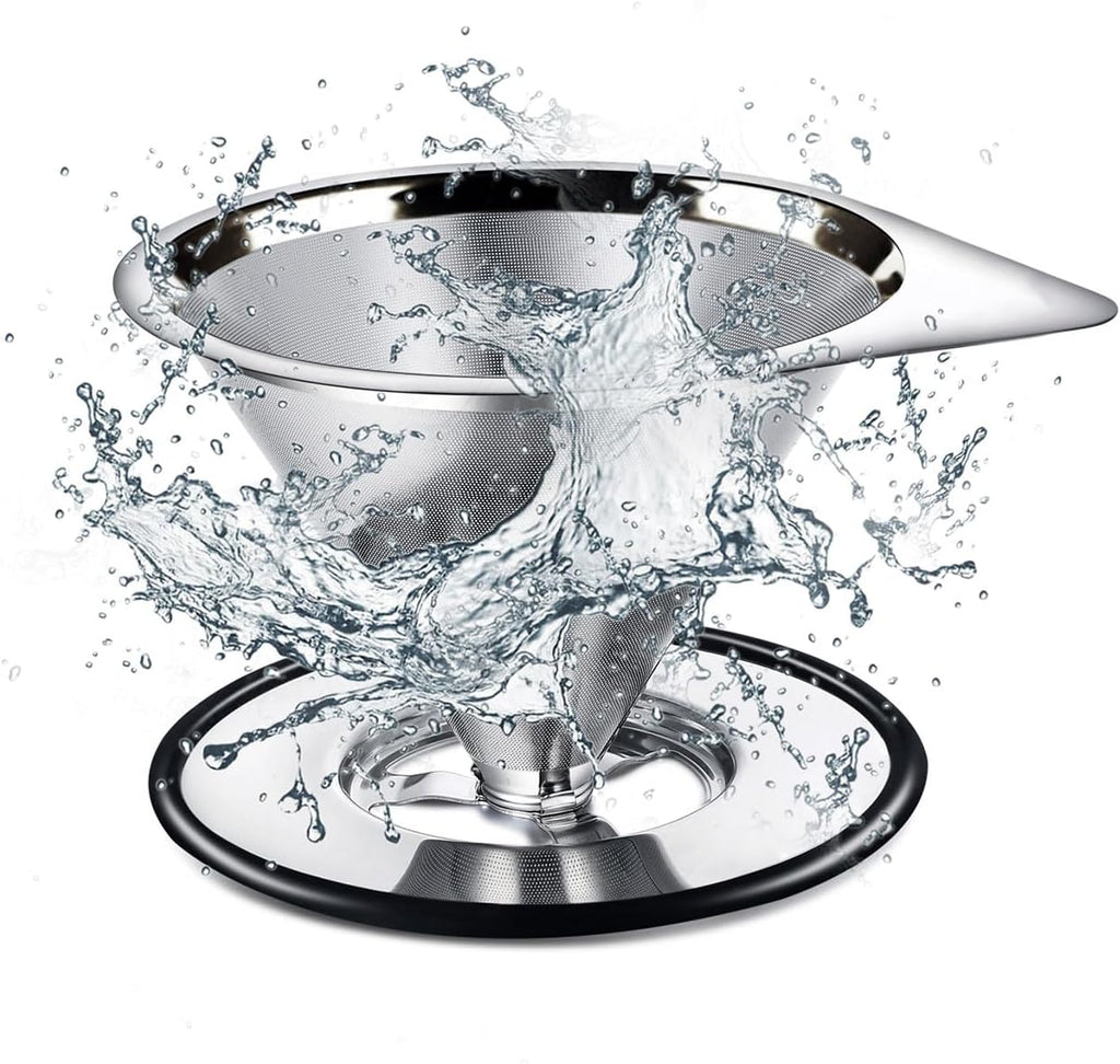 LHS Pour Over Coffee Dripper Stainless Steel Coffee Filter