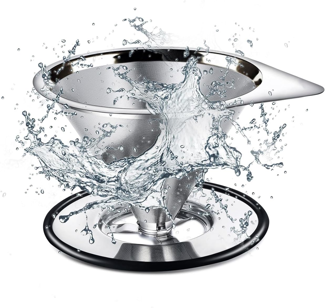 LHS Pour Over Coffee Dripper Stainless Steel Coffee Filter